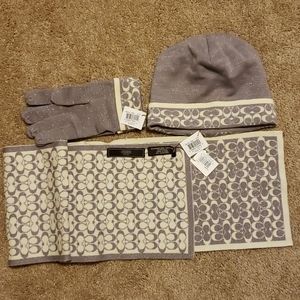 NWT Coach hat, scarf, gloves set